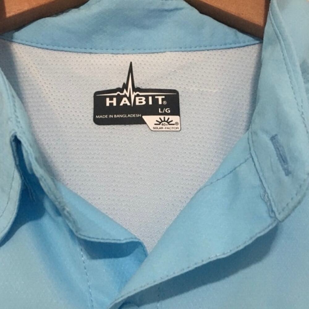 Habit Men's Shoal Isle Short Sleeve Fishing Shirt Sail Blue Sz Large - Picture 7 of 7